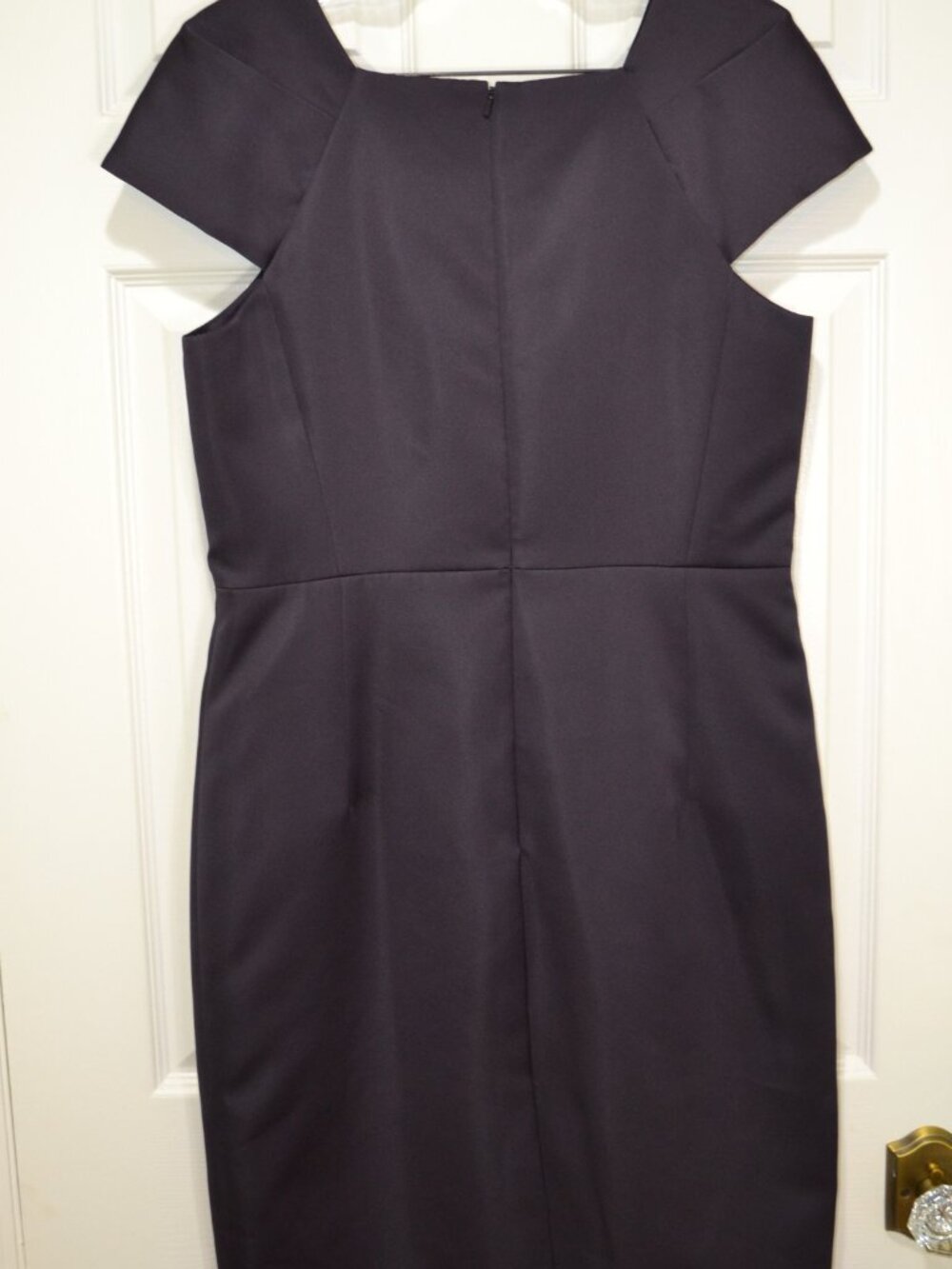 NWT The‎ Fold London The Finsbury Cap Sleeve Aubergine Satin Sheath Dress, Sz 12 - Picture 7 of 11